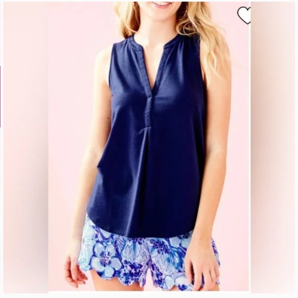 Lilly Pulitzer Raisa Sleeveless Knit Top True Navy Size S
